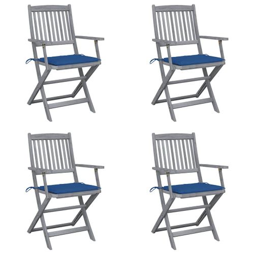 Vidaxl Chaises Pliables D'extérieur Lot De 4 Et Coussins Bois D'acacia
