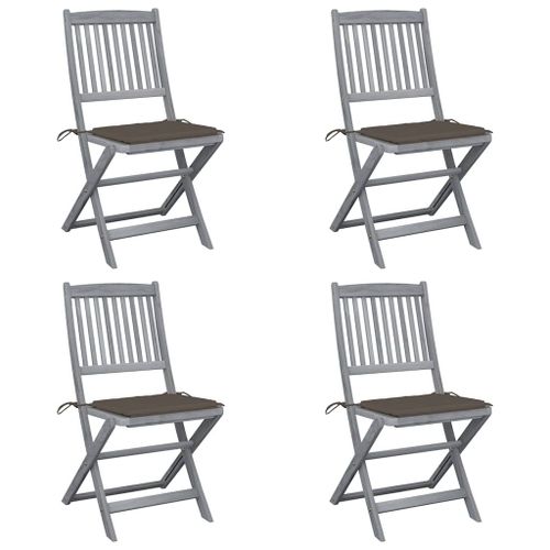 Vidaxl Chaises Pliables D'extérieur 4 Pcs Avec Coussins Bois D'acacia