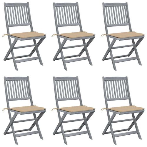 Vidaxl Chaises Pliables D'extérieur 6 Pcs Avec Coussins Bois D'acacia