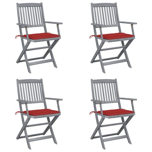 Vidaxl Chaises Pliables D'extérieur Lot De 4 Et Coussins Bois D'acacia