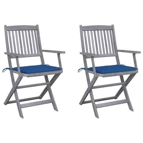 Vidaxl Chaises Pliables D'extérieur 2 Pcs Avec Coussins Bois D'acacia