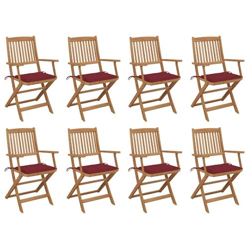 Vidaxl Chaises Pliables D'extérieur Et Coussins Lot De 8 Bois D'acacia