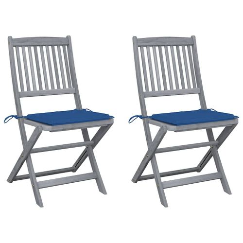 Vidaxl Chaises Pliables D'extérieur 2 Pcs Avec Coussins Bois D'acacia