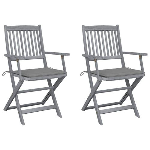 Vidaxl Chaises Pliables D'extérieur 2 Pcs Avec Coussins Bois D'acacia