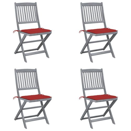 Vidaxl Chaises Pliables D'extérieur Lot De 4 Et Coussins Bois D'acacia