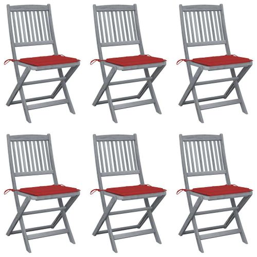 Vidaxl Chaises Pliables D'extérieur Lot De 6 Et Coussins Bois D'acacia
