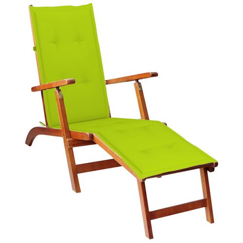 Vidaxl Chaise Longue D'extérieur Repose-Pied Et Coussin Acacia Solide