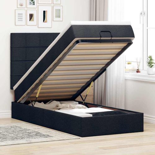Vidaxl Cadre De Lit Ottoman Avec Matelas Noir 100x200cm Tissu