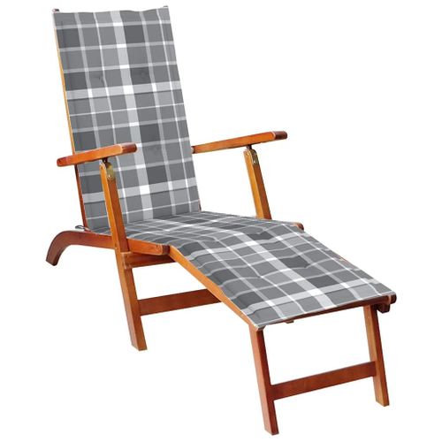 Vidaxl Chaise Longue D'extérieur Repose-Pied Et Coussin Acacia Solide