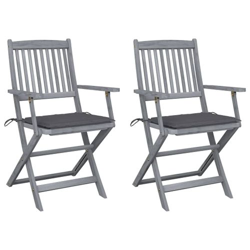 Vidaxl Chaises Pliables D'extérieur 2 Pcs Avec Coussins Bois D'acacia