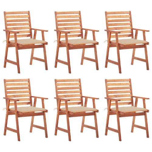 Vidaxl Chaises À Dîner D'extérieur 6 Pcs Avec Coussins Acacia Massif