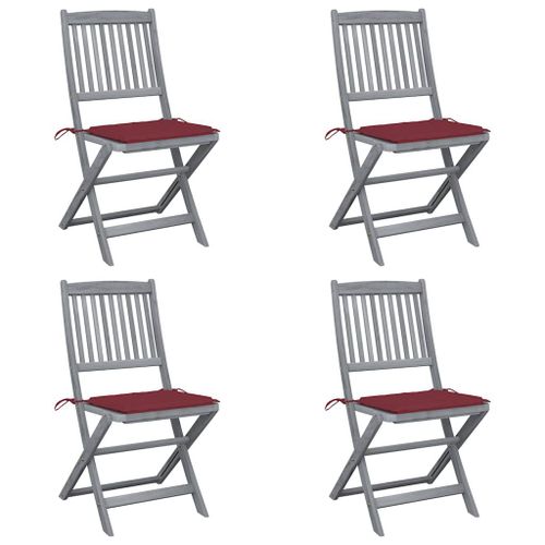 Vidaxl Chaises Pliables D'extérieur Lot De 4 Et Coussins Bois D'acacia