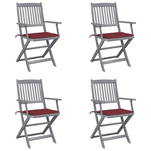 Vidaxl Chaises Pliables D'extérieur Lot De 4 Et Coussins Bois D'acacia