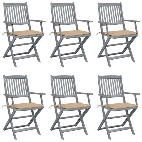 Vidaxl Chaises Pliables D'extérieur 6 Pcs Avec Coussins Bois D'acacia