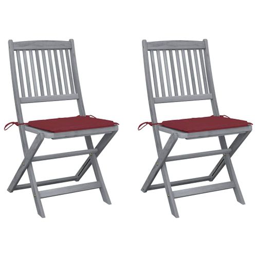 Vidaxl Chaises Pliables D'extérieur 2 Pcs Avec Coussins Bois D'acacia