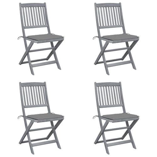 Vidaxl Chaises Pliables D'extérieur 4 Pcs Avec Coussins Bois D'acacia
