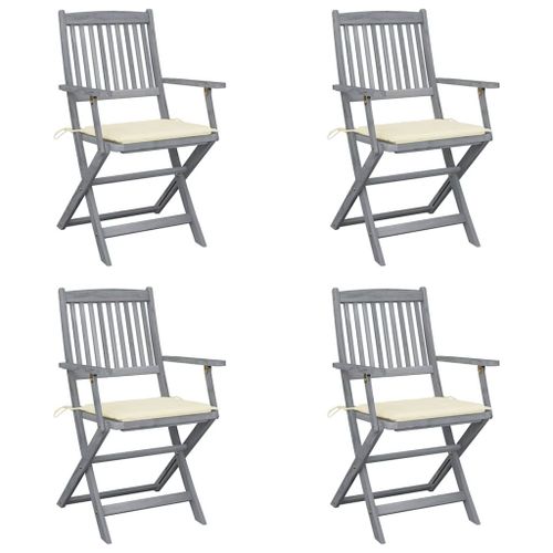 Vidaxl Chaises Pliables D'extérieur 4 Pcs Avec Coussins Bois D'acacia