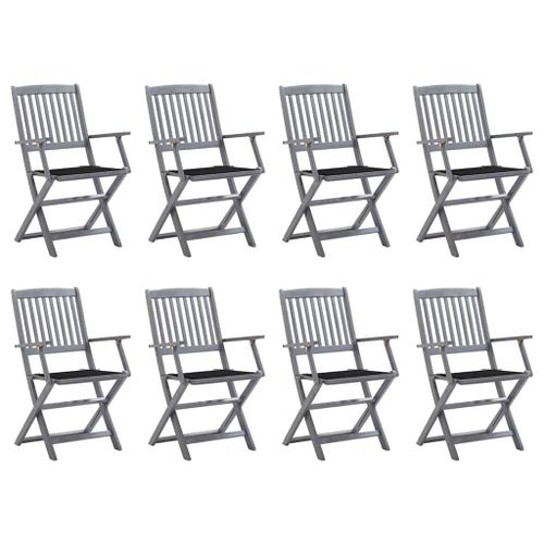 Vidaxl Chaises Pliables D'extérieur Lot De 8 Et Coussins Bois D'acacia