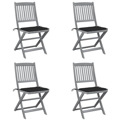 Vidaxl Chaises Pliables D'extérieur Lot De 4 Et Coussins Bois D'acacia