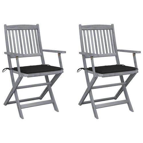 Vidaxl Chaises Pliables D'extérieur 2 Pcs Avec Coussins Bois D'acacia