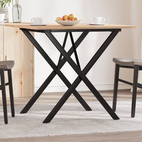 Vidaxl Table À Manger Cadre En X 90x90x75 Cm Bois De Pin Massif Acier