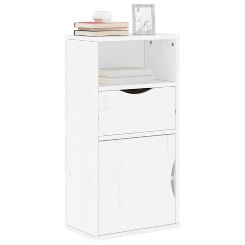 Vidaxl Armoire Latérale Tiroir Odda Blanc 40x24x79 Cm Bois Massif Pin
