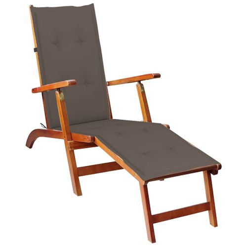 Vidaxl Chaise Longue D'extérieur Repose-Pied Et Coussin Acacia Solide