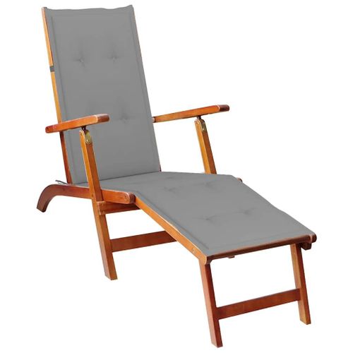 Vidaxl Chaise Longue D'extérieur Repose-Pied Et Coussin Acacia Solide