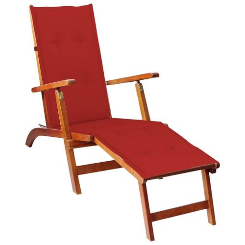 Vidaxl Chaise Longue D'extérieur Repose-Pied Et Coussin Acacia Solide