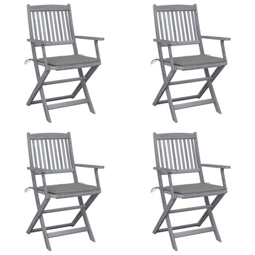 Vidaxl Chaises Pliables D'extérieur 4 Pcs Avec Coussins Bois D'acacia