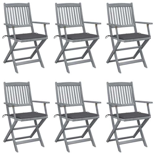 Vidaxl Chaises Pliables D'extérieur 6 Pcs Avec Coussins Bois D'acacia