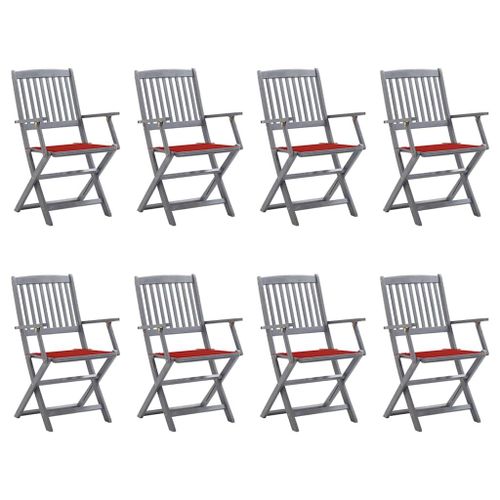 Vidaxl Chaises Pliables D'extérieur Lot De 8 Et Coussins Bois D'acacia