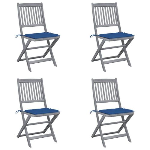 Vidaxl Chaises Pliables D'extérieur Lot De 4 Et Coussins Bois D'acacia
