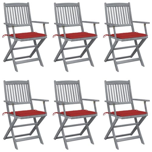 Vidaxl Chaises Pliables D'extérieur Lot De 6 Et Coussins Bois D'acacia