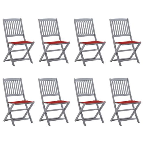 Vidaxl Chaises Pliables D'extérieur Lot De 8 Et Coussins Bois D'acacia