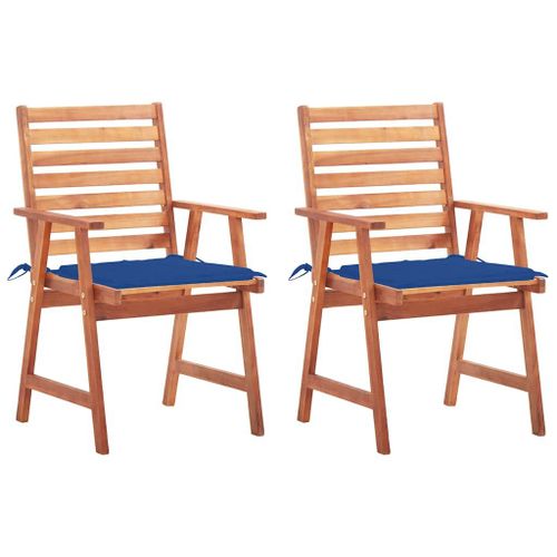 Vidaxl Chaises À Dîner D'extérieur 2 Pcs Avec Coussins Acacia Massif