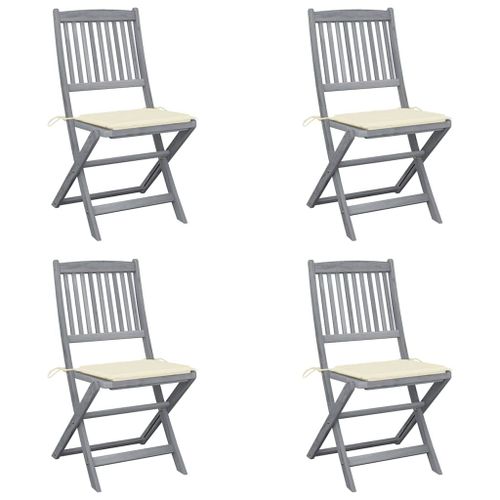 Vidaxl Chaises Pliables D'extérieur 4 Pcs Avec Coussins Bois D'acacia