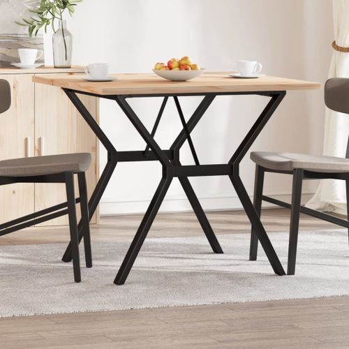 Vidaxl Table À Manger Cadre En Y 90x90x75,5cm Bois De Pin Massif Acier