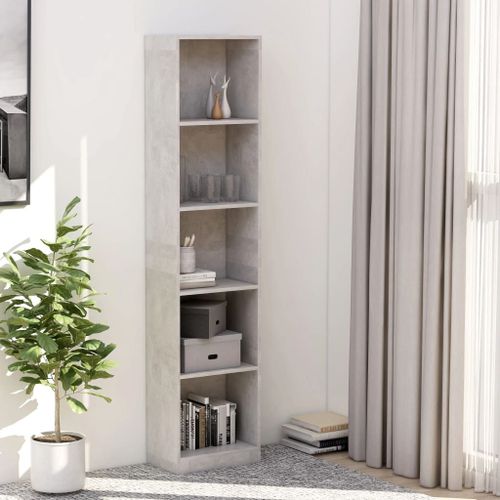 Bibliothèque À 5 Niveaux Gris Béton 40x24x175 Cm Aggloméré - Vidaxl
