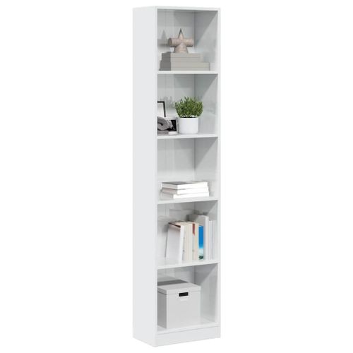 Vidaxl Bibliothèque Blanc Brillant 40x24x176 Cm Bois D'ingénierie