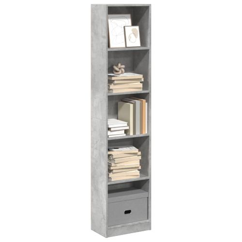 Vidaxl Bibliothèque Gris Béton 40x24x176 Cm Bois D'ingénierie