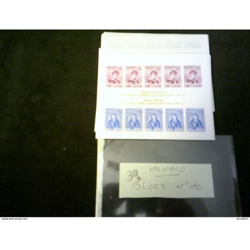 Monaco Lot De 30 Blocs Luxe Neuf N° 10 /// Chaque Bloc Cote 55 Euros Total 1650 De Cotation