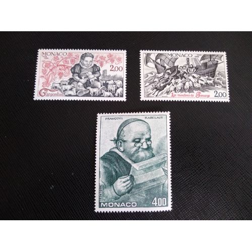 Timbre Monaco Y T 1451 A 1453 Séries : 450e Anniv De La Première Édition De Gargantua 1984 (070509 )