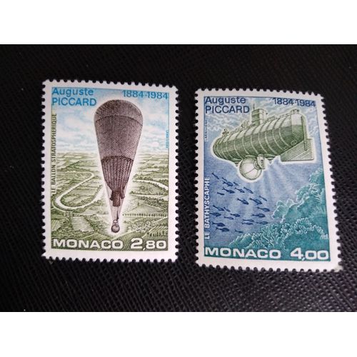 Timbre Monaco Y T 1427 - 1428 Série : 100e Anniv De La Naissance D'Auguste Piccard 1984 (130509 )