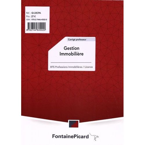 Gestion Immobilière Bts Professions Immobilières / Licence - Corrigé Professeur