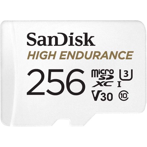 SanDisk High Endurance - Carte mémoire flash (adaptateur microSDXC vers SD inclus(e)) - 256 Go - Video Class V30 / UHS-I U3 / Class10 - microSDXC UHS-I