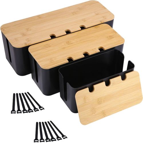 Lot de 3 Boite Rangement Cable,Boite Cache Cable,Boite Cache Cable Multiprise,Cable Box Cachez et cachez les multiprises et les cordons électriques des téléviseurs,ordinateurs et bureaux