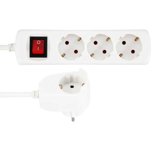 WS Rallonge multiprise 3+1x 5m + Interrupteur, Blanc, 5 m