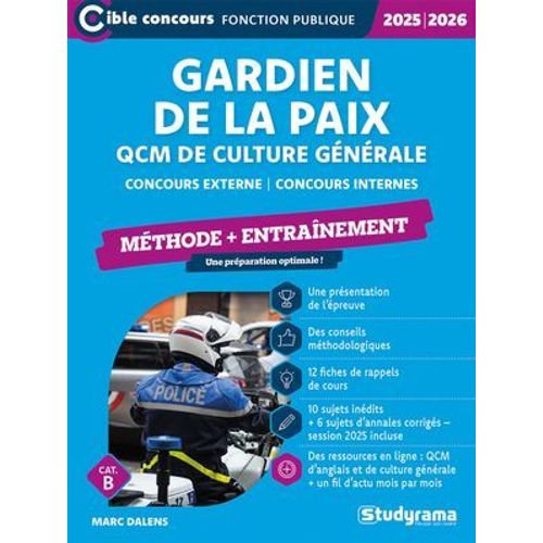 Gardien De La Paix : Qcm De Culture Générale - Catégorie B - Édition 2025-2026