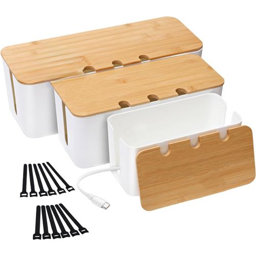 Lot de 3 Boite Rangement Cable,Boite Cache Cable,Boite Cache Cable Multiprise,Cable Box Cachez et cachez les multiprises et les cordons électriques des téléviseurs,ordinateurs et bureaux.